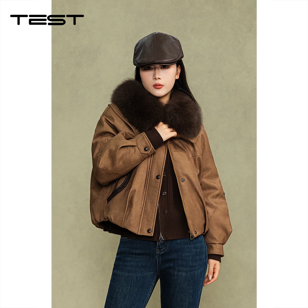 湖南她之蝶25冬2254137白鹅绒加厚保暖时尚短款显瘦女狐狸毛领