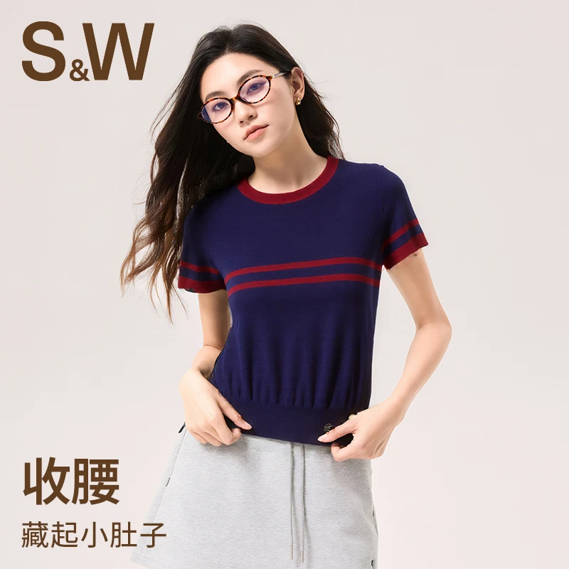 SW速惟复古运动polo衫女春夏经典针织修身休闲显瘦翻领上衣 4325