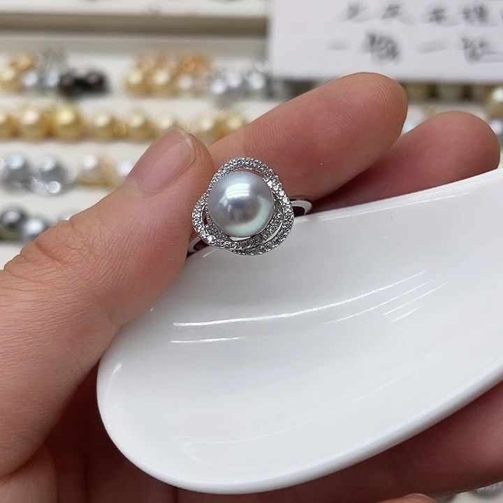 海水珍珠戒指银S925镶嵌