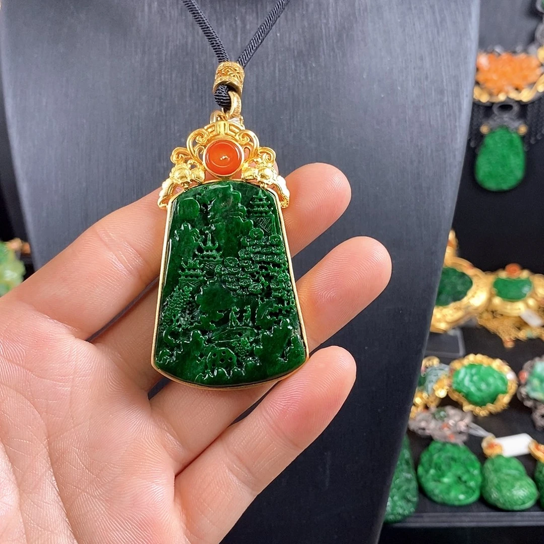 翡翠银S925镶嵌吊坠(赠链)吊坠