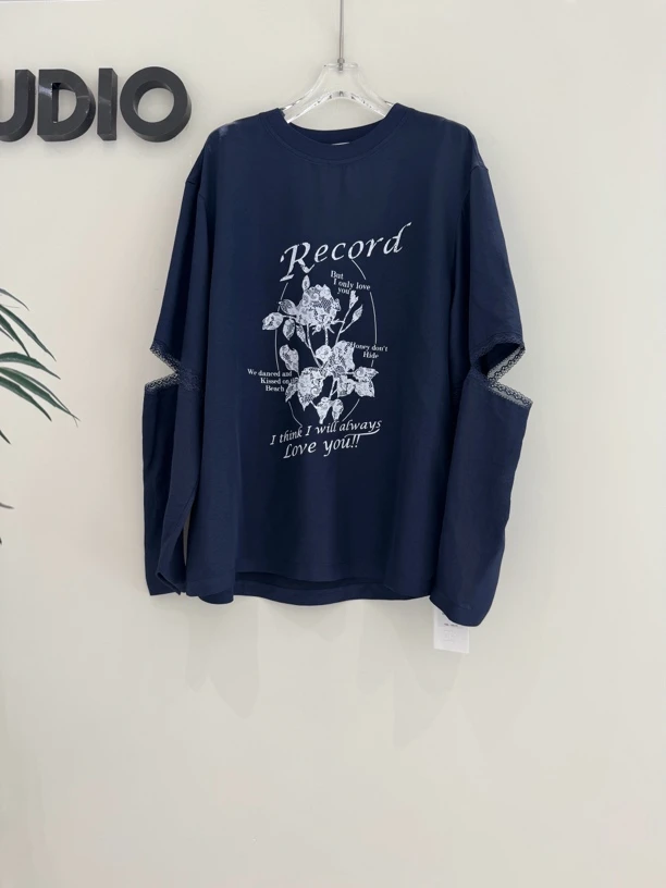 Journal Record藏青长袖小衫