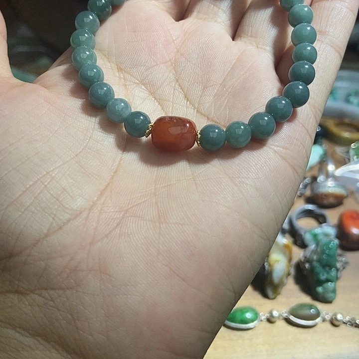 翡翠银S925镶嵌手串054