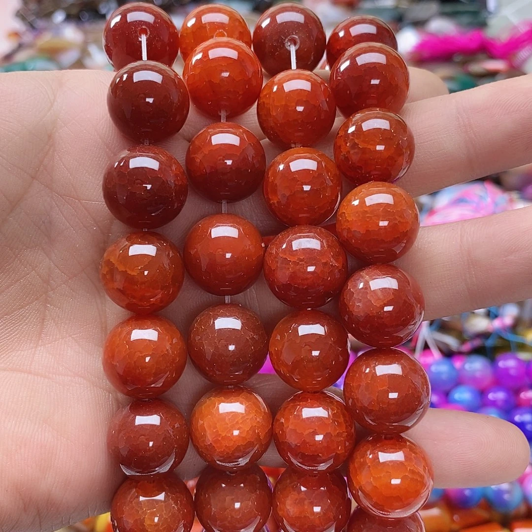 玛瑙/玉髓未镶嵌珠宝半成品玛瑙圆珠卡16一条装