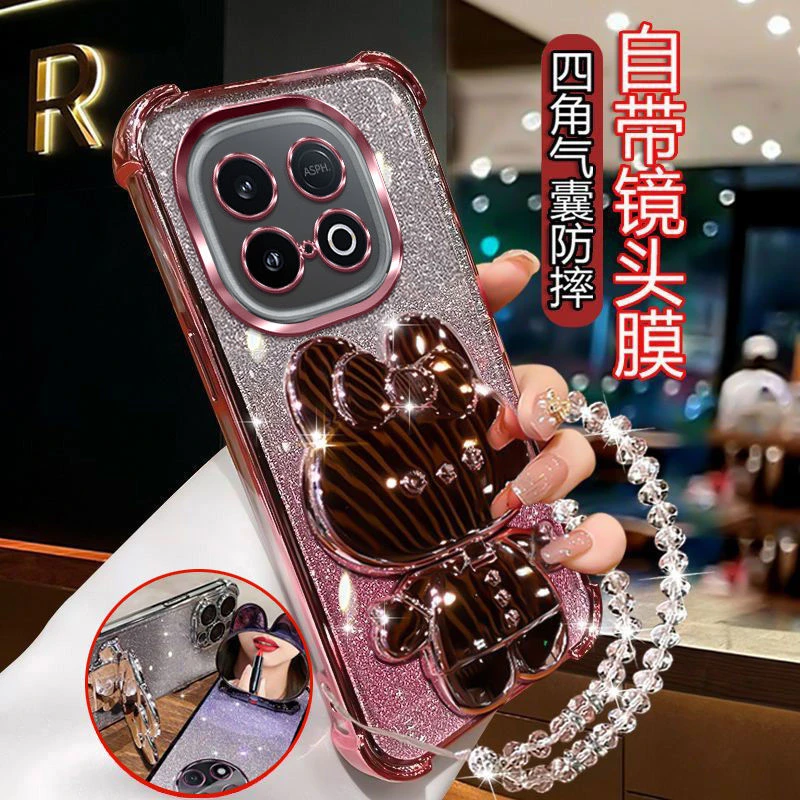 适用VIVOY300GT手机壳镜头全包壳可爱兔补妆镜支架软壳自带镜头膜