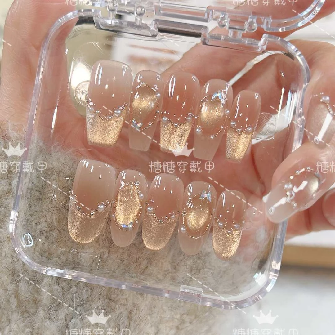 【纸醉金迷】纯手工穿戴甲美甲穿戴式光疗甲冰透渐变流行纯欲