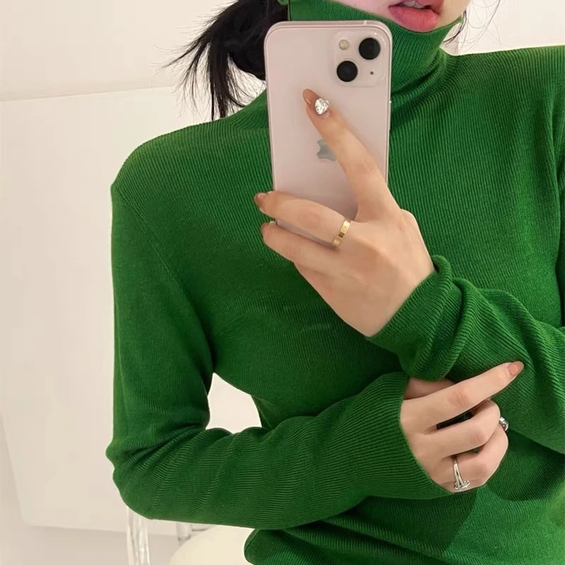 【506】春秋高级感网红小打底百搭半高领堆堆领