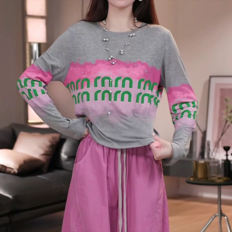 长袖T恤女夏季薄款时尚百搭休闲洋气长袖防晒上衣C5706