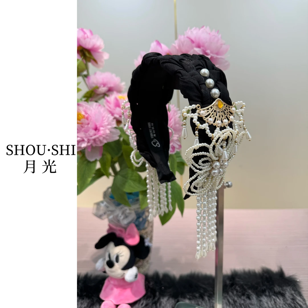 SHOUSHI【 月光】原创设计国风简约日常百搭短流苏纯手工发箍
