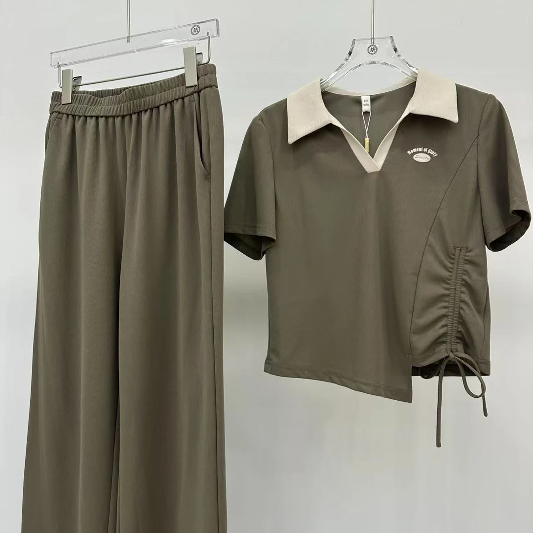 S419【专属】舒适时尚休闲运动设计感V领两件套套裤RS-QH25BT558