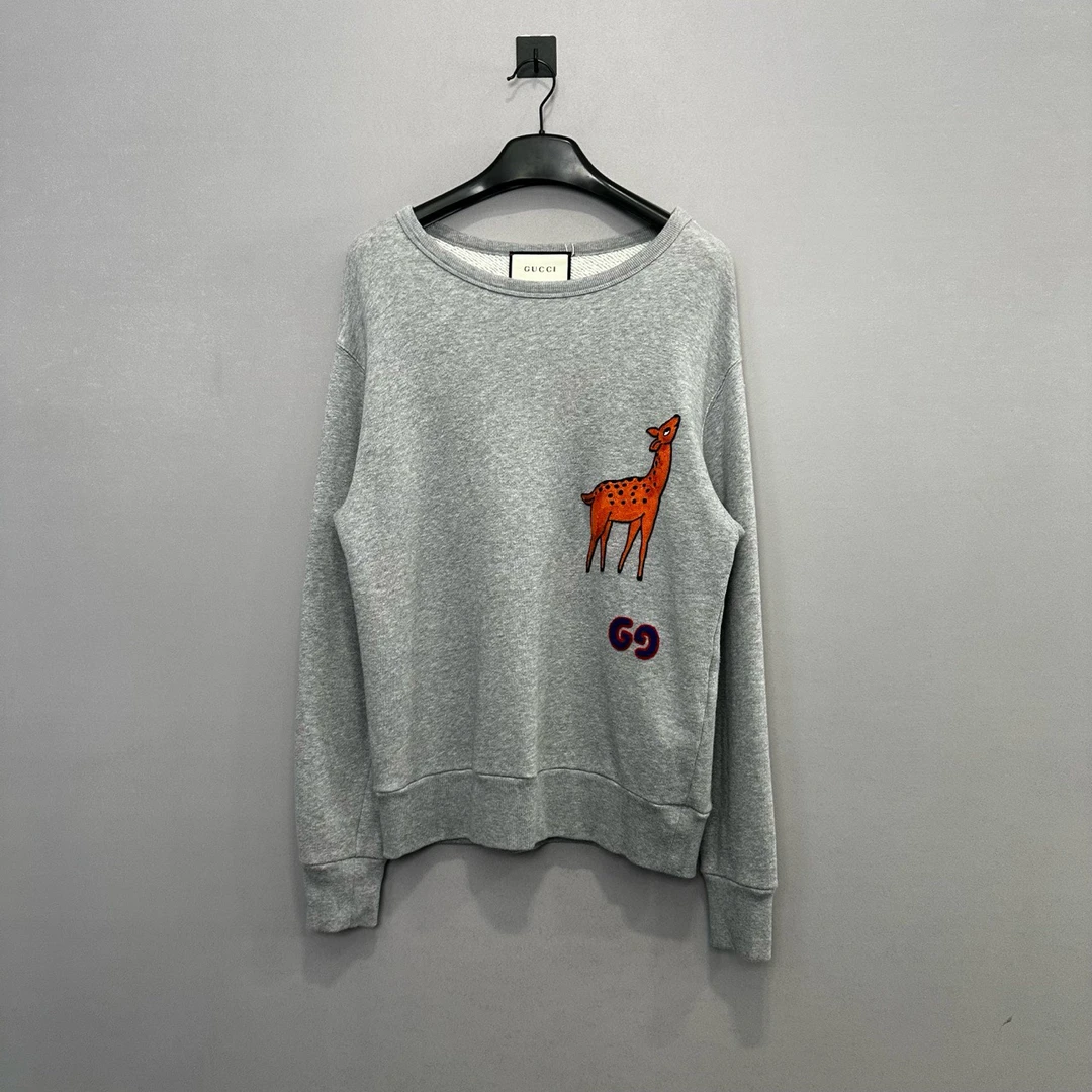 95新 GUCCI/古驰 小鹿印花圆领卫衣/XS码/公价9200