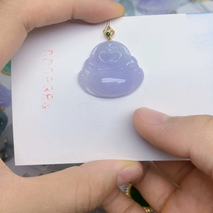 翡翠18K金镶嵌颈饰佛公
