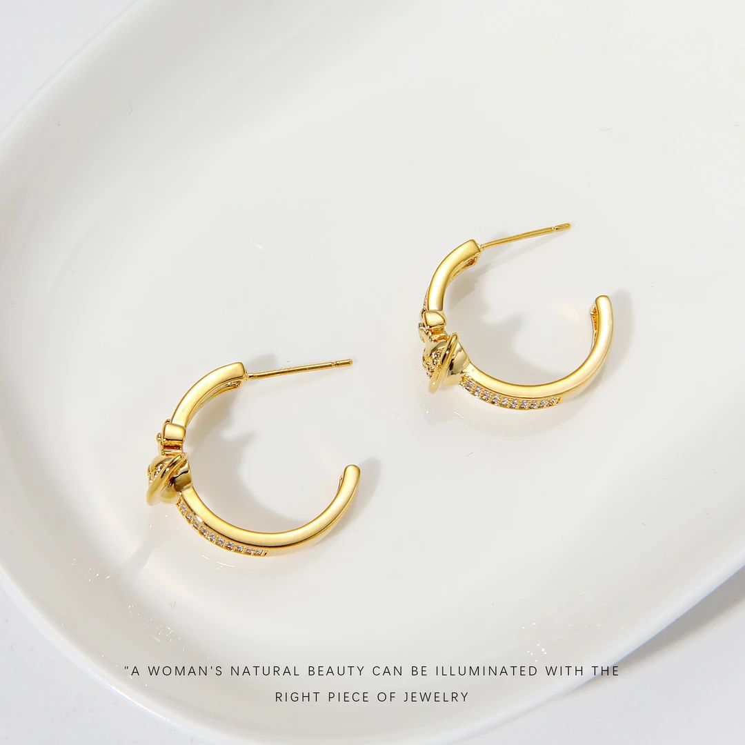 铜合金合成锆石耳饰 【西太太】气质时尚耳钉A605