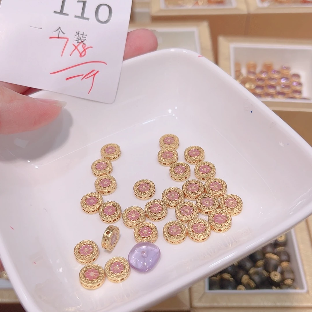水晶珠宝半成品银S925镀金镶嵌110 。