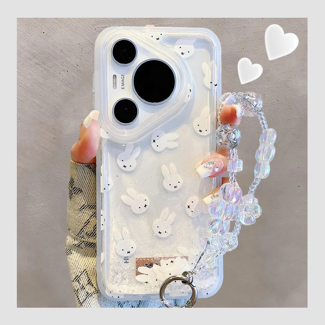 适用华为pura70pro+手机壳卡通米菲兔流沙闪粉mate70/60pro苹果16