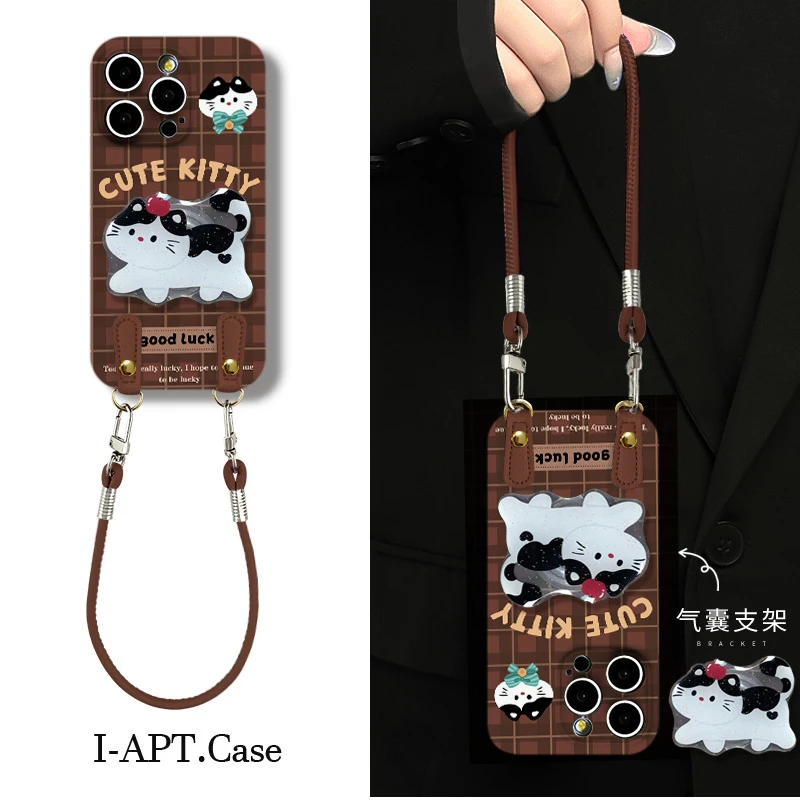 棕格蝴蝶结猫头菲林软壳适用iPhone苹果手机壳华为oppo小米vivo
