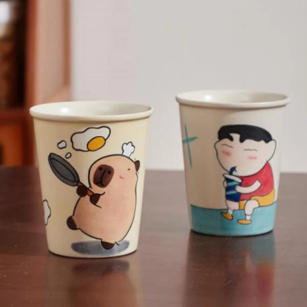 蜡笔小新--马克杯小狗INS风手柄款无盖款创意