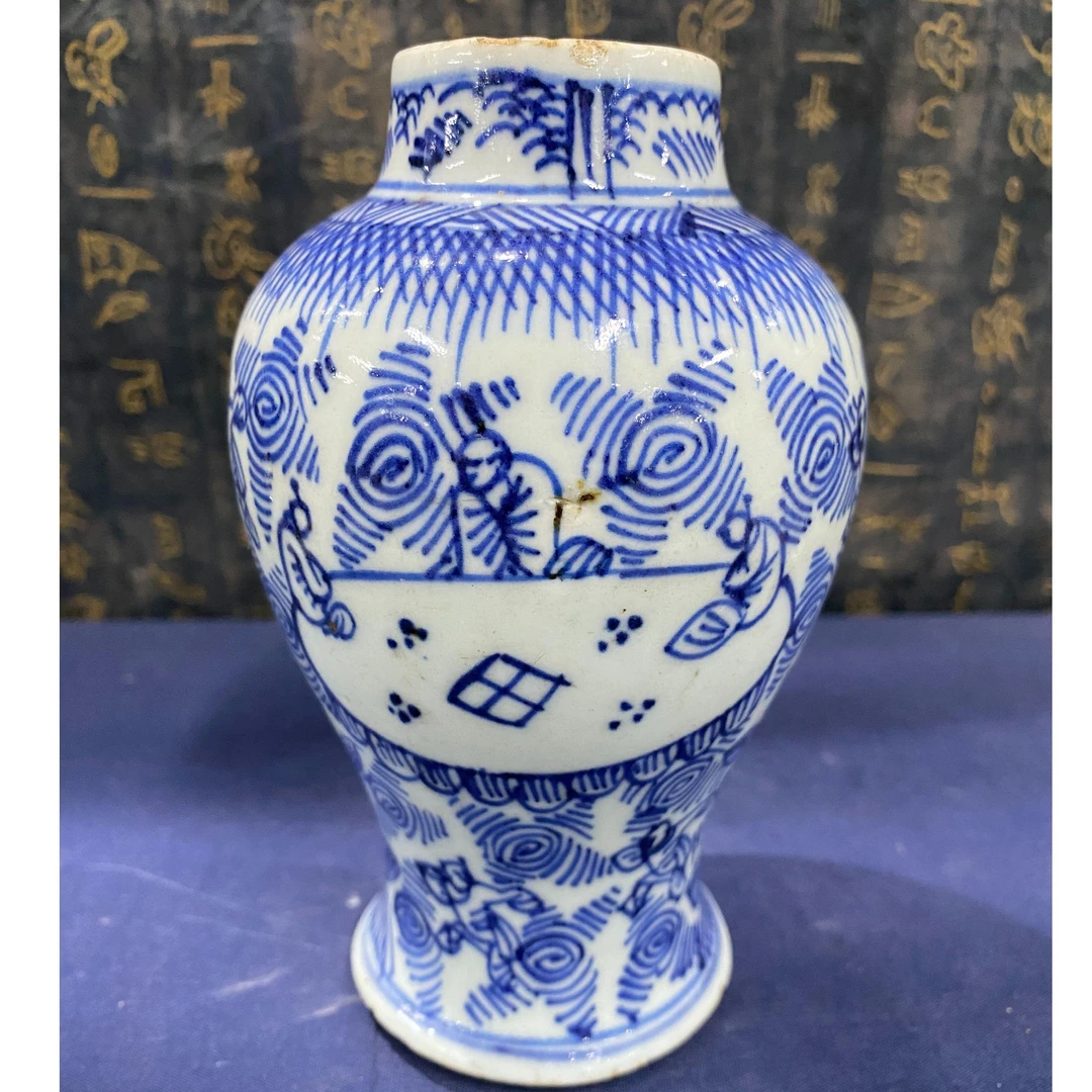 16 238 清乾隆青花淡描将军罐-5110002