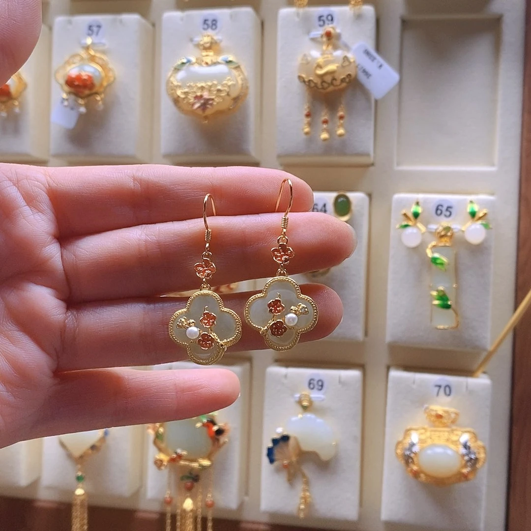 和田玉颈饰银S925镶嵌