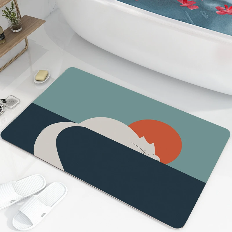 日式硅藻泥地垫浴室浴缸洗手台吸水易干脚垫卫生间厕所防滑门垫