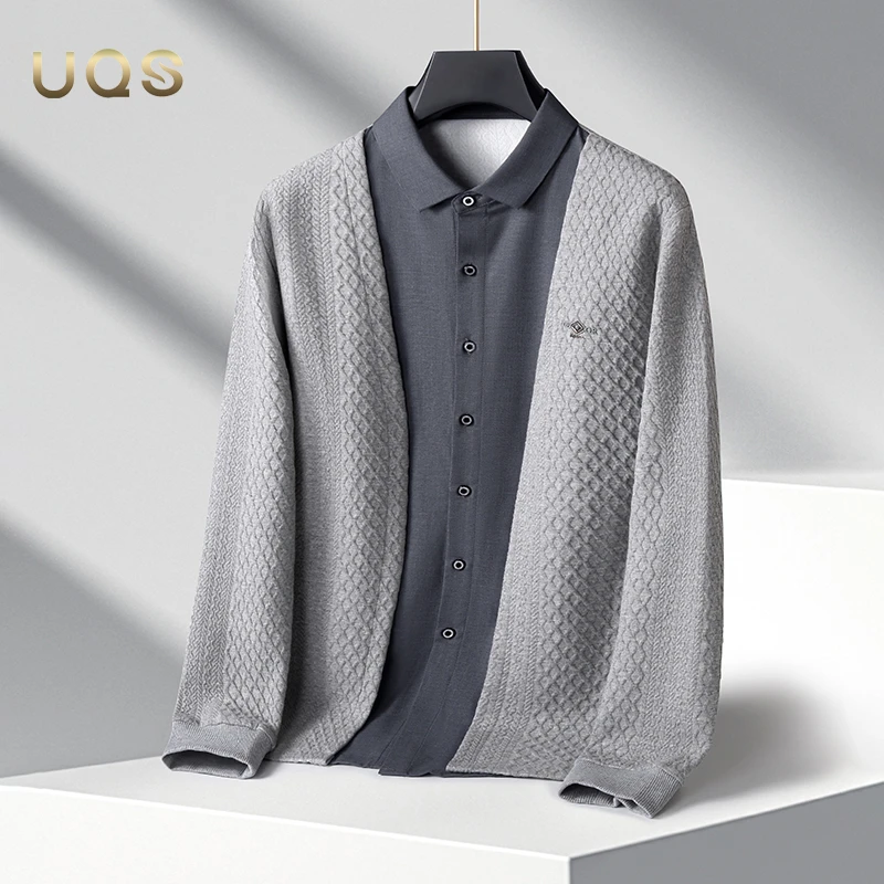 假两件大码男士秋季上衣宽松舒适日常通勤休闲百搭时尚潮流开衫款