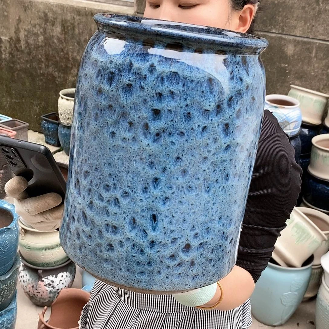 紫砂花盆瑕疵口17高26