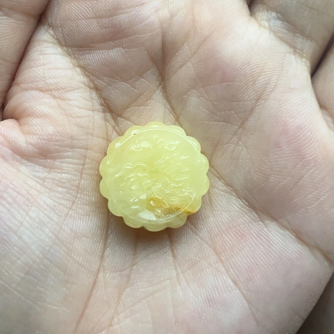 琥珀未镶嵌珠宝奇石月饼打孔不退换