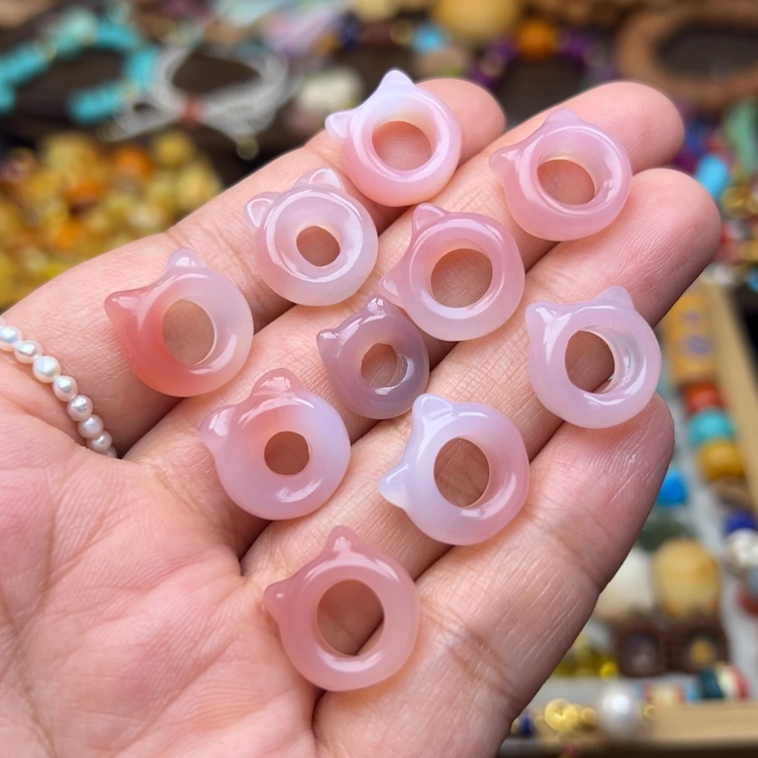 玛瑙/玉髓未镶嵌猫头圈圈发一个