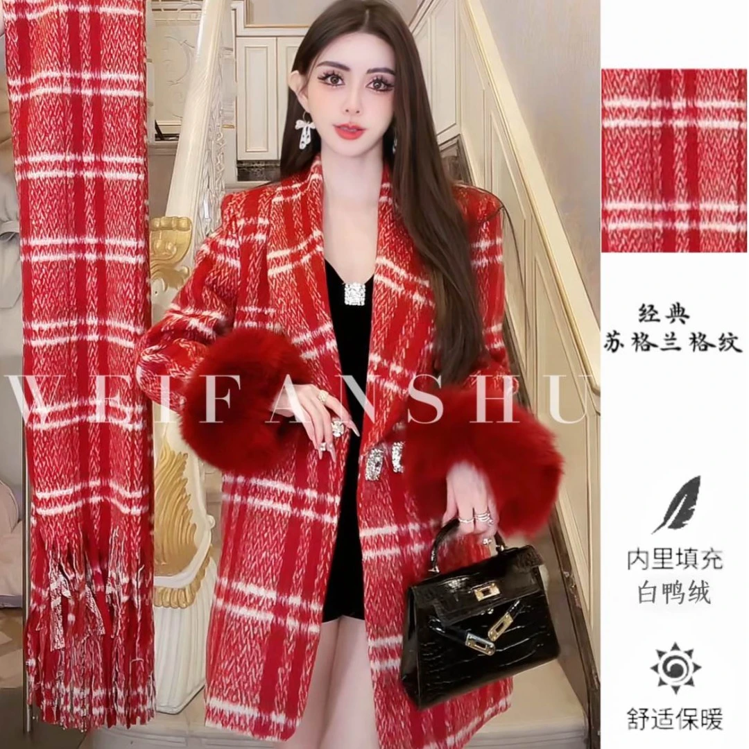 WEIFANSHU/魏凡舒【礼遇圣诞】格子外套韩版时尚格纹洋气高级感女