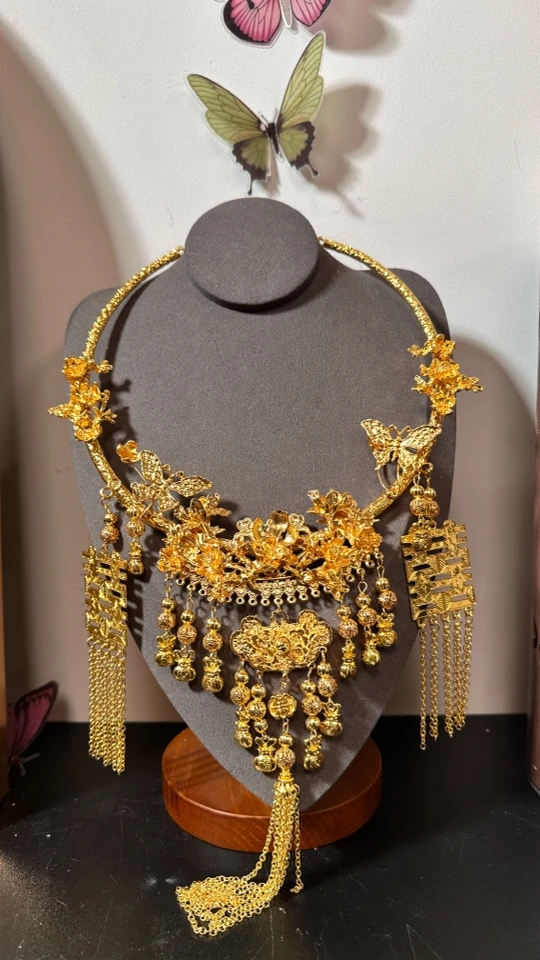 合金项链 新娘头饰喜字蝴蝶流苏项圈mt059