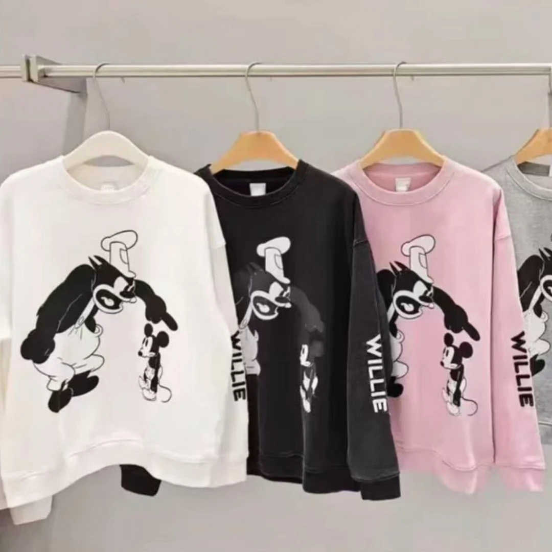 Z.X 卡通印花字母刺绣加绒套头卫衣 0273