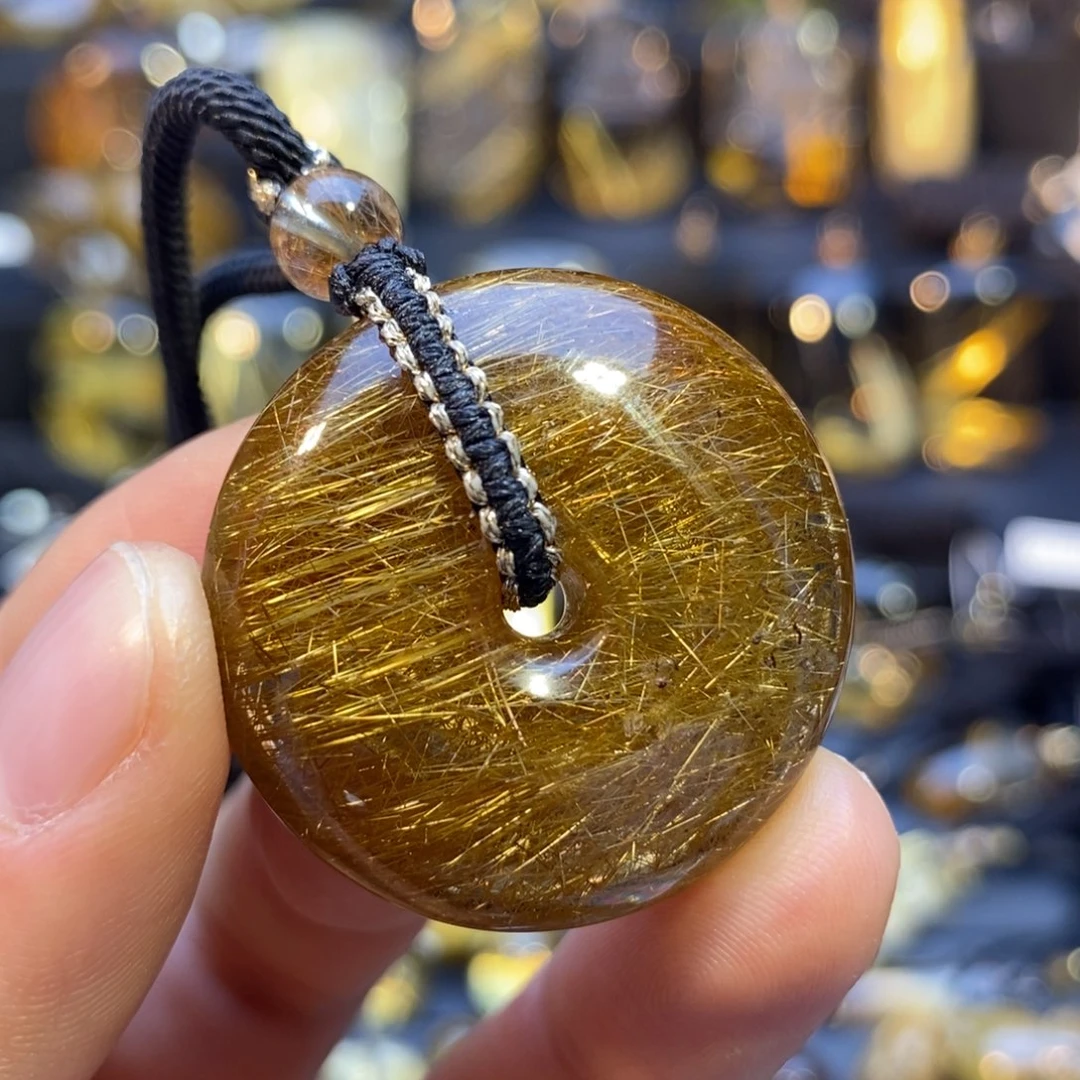 水晶颈饰未镶嵌天然铜发晶平安扣吊坠