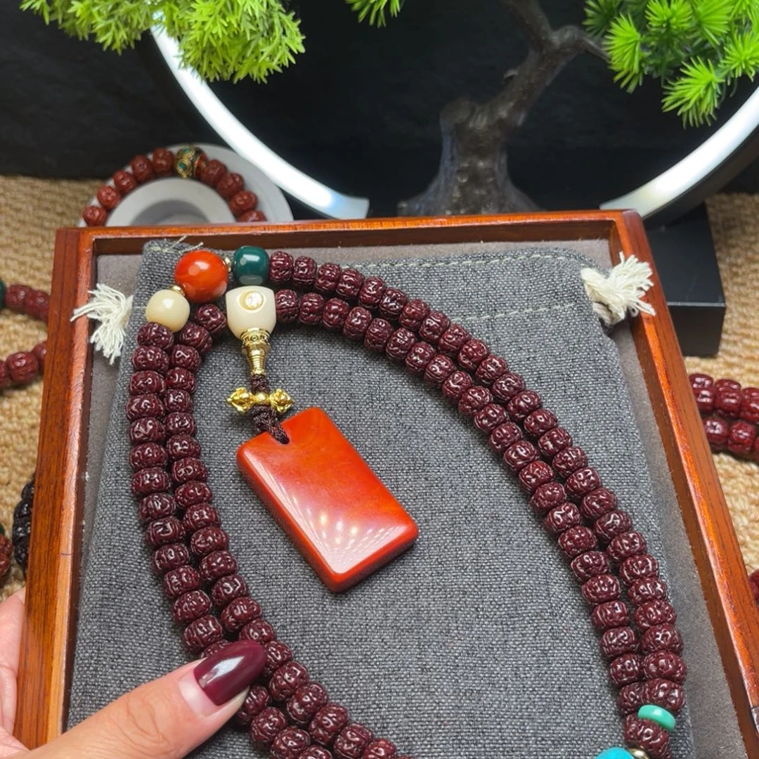 金刚菩提吊坠藏式直切一代龙黑金