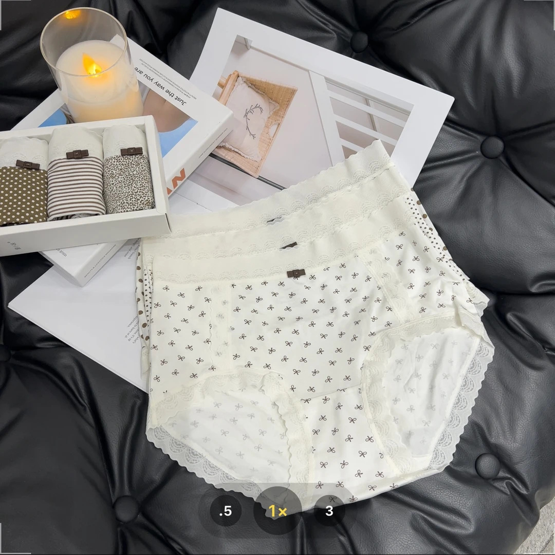 【七安倩】日系清新条纹波点内裤016