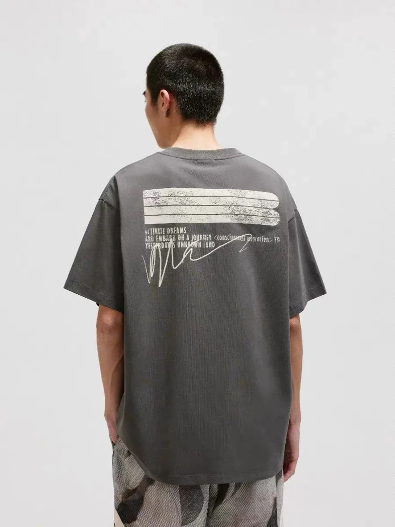 280g重磅纯棉短袖T恤男士宽松圆领美式休闲百搭情侣夏季潮流印花