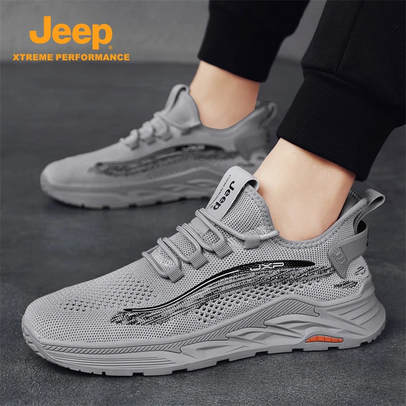 JEEP/吉普男鞋2025新款椰子鞋百搭休闲网面飞织运动鞋透气跑步鞋