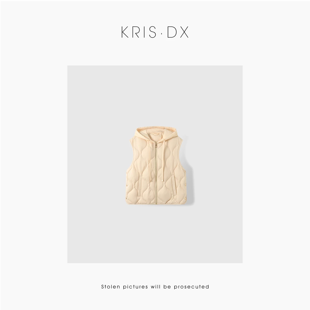 【单行品质女装】个性绗缝设计无袖连帽舒适保暖马夹