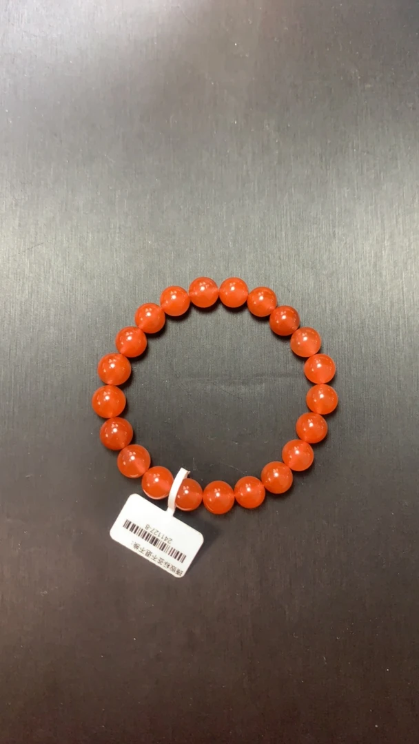 天然原矿南红冰红单圈9mm