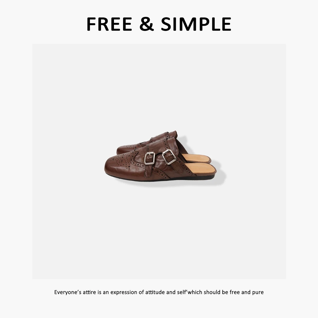 Free&Simple-‘独特’2025时尚休息真皮百搭简约百搭半拖鞋-6832AO