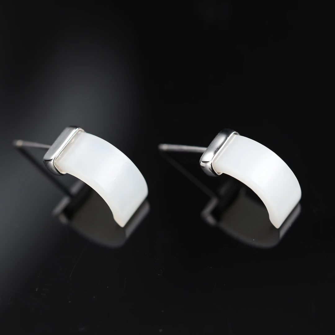 本真 | 白月光 | 严选精品和田玉顶俄白玉s925银饰耳饰