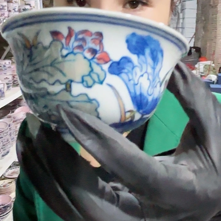 陶其他景德镇高温陶瓷荷花压手杯绿希希