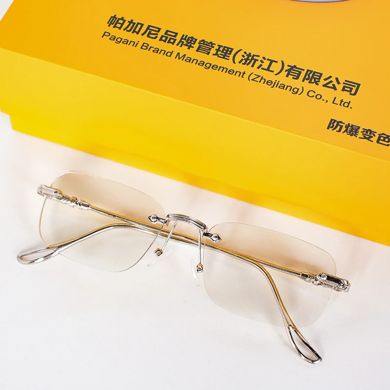 PAJIANI帕加尼智奢变色老花镜无框雕花防蓝光