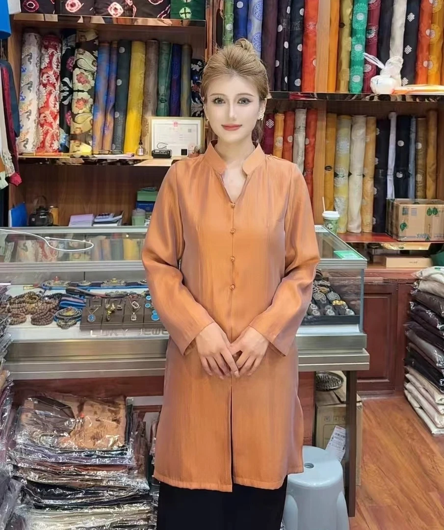 新款女生藏装风衣长款民族服饰藏式衬衣