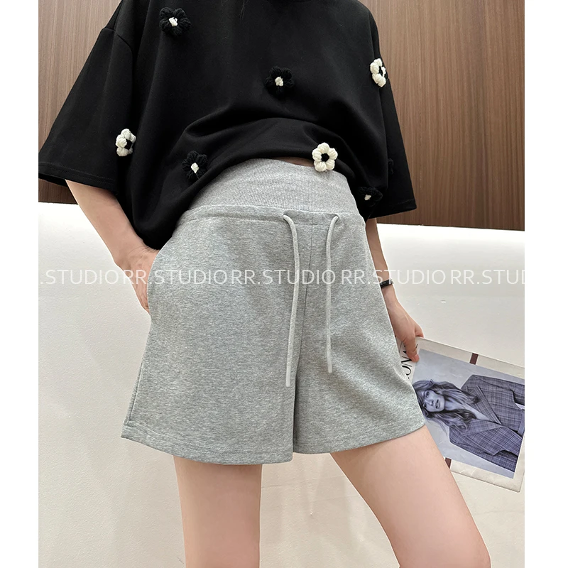 孕妇夏装甜美无托腹高腰抽绳短裤百搭外穿休闲直筒裤DY2129