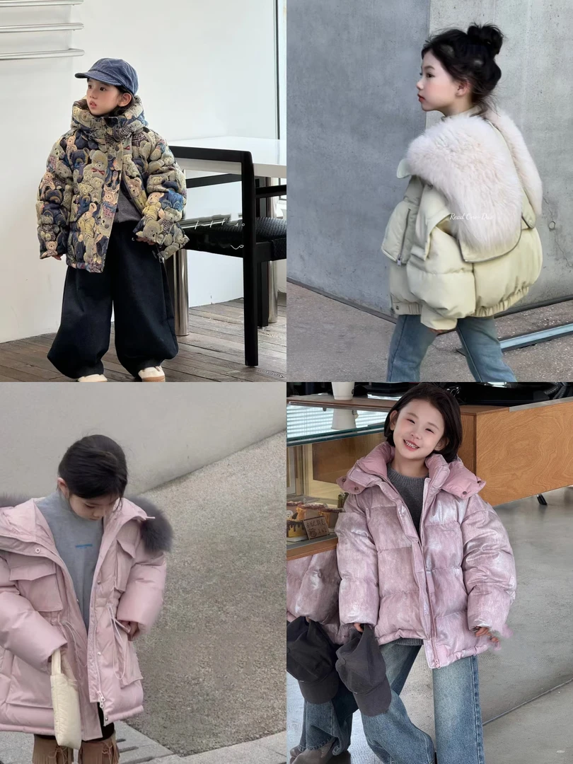 【直播】加绒加厚款普通外套女童短款冬季棉服加绒时尚