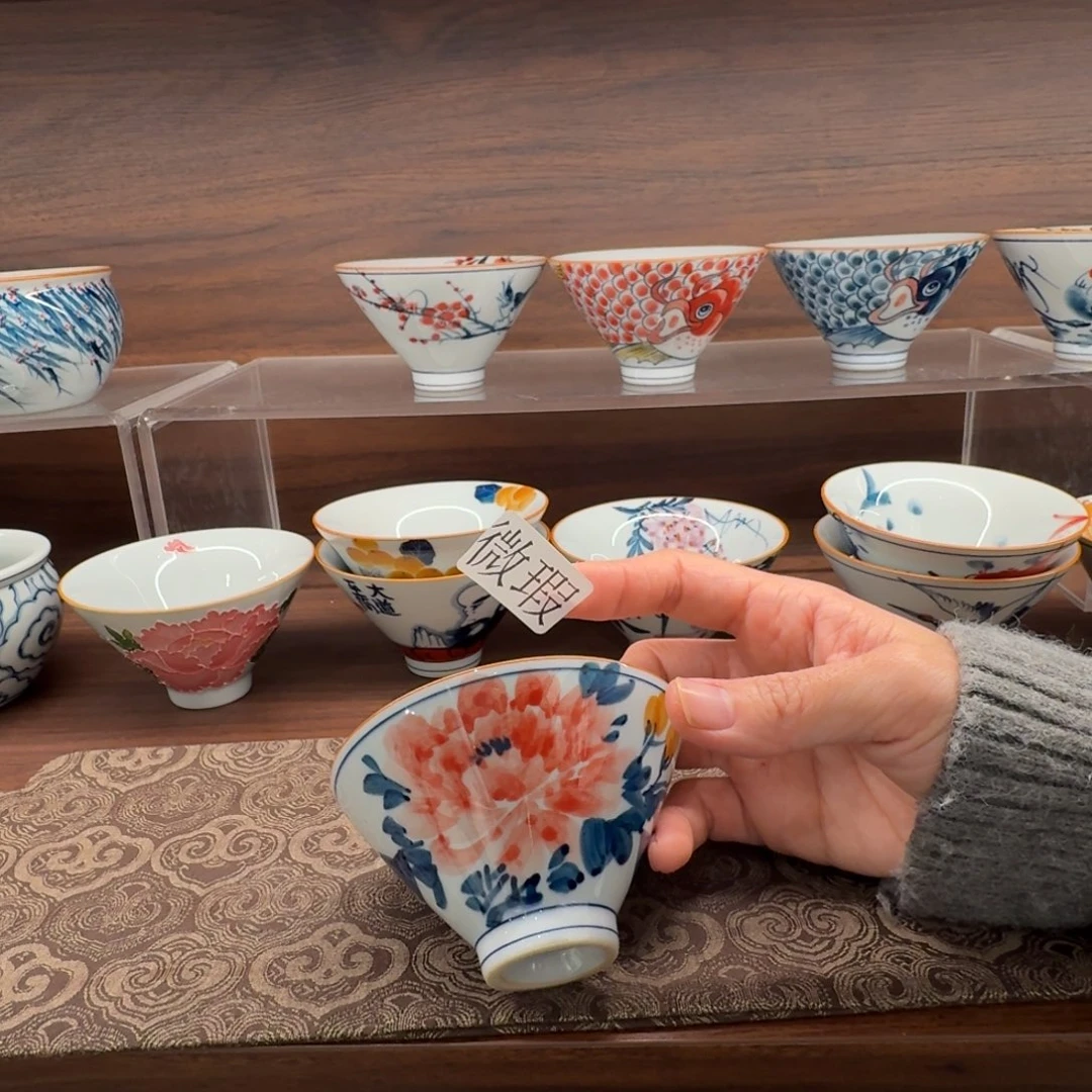 釉下手绘茶具微瑕