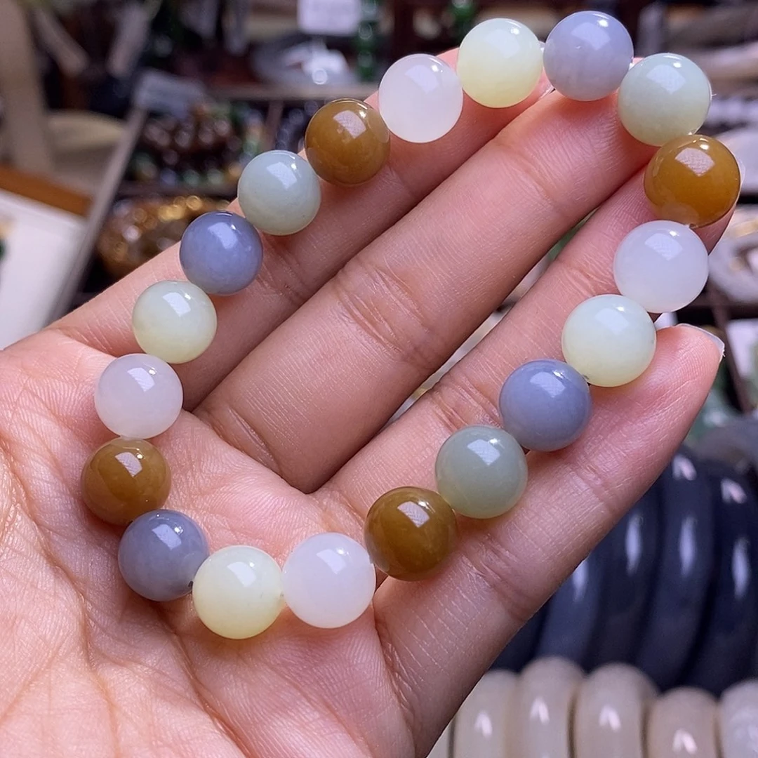 颈饰未镶嵌和田玉毕业级老坑料和田玉多宝手链10m