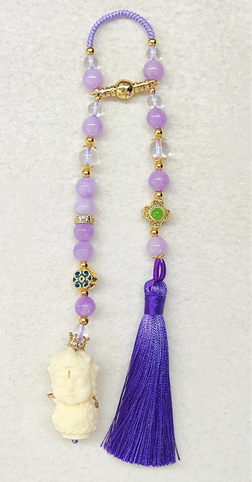 紫石英岩水晶牙果车挂高档精品挂链挂饰