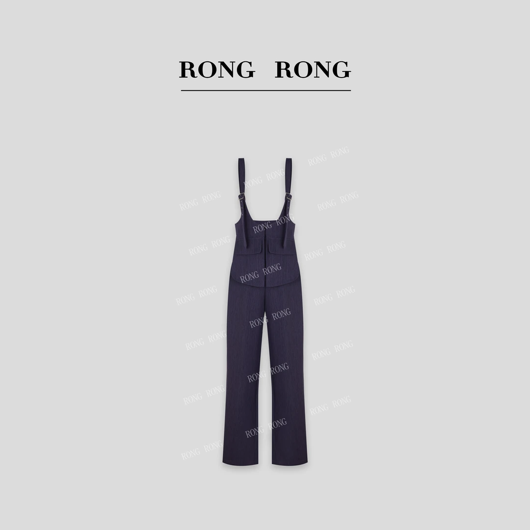 溶溶T【大女主】RONGRONG双袋设计垂感宽松直筒极简风背带裤25612