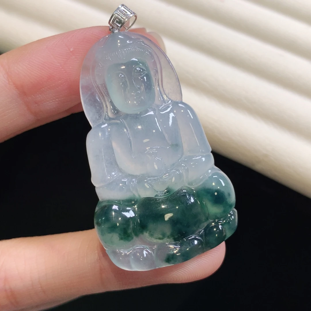 翡翠颈饰18K金镶嵌观音