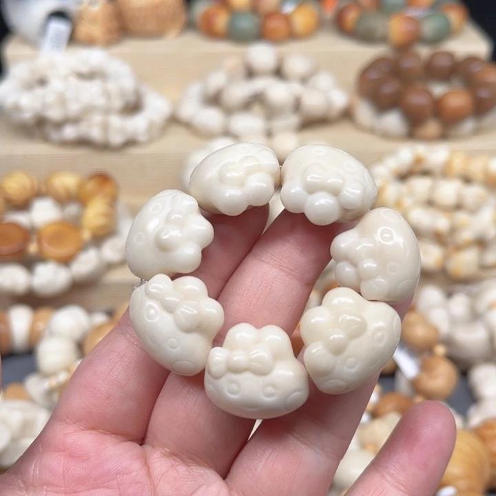 菩提根/象牙果手串小兔子手捻微瑕2-9-17